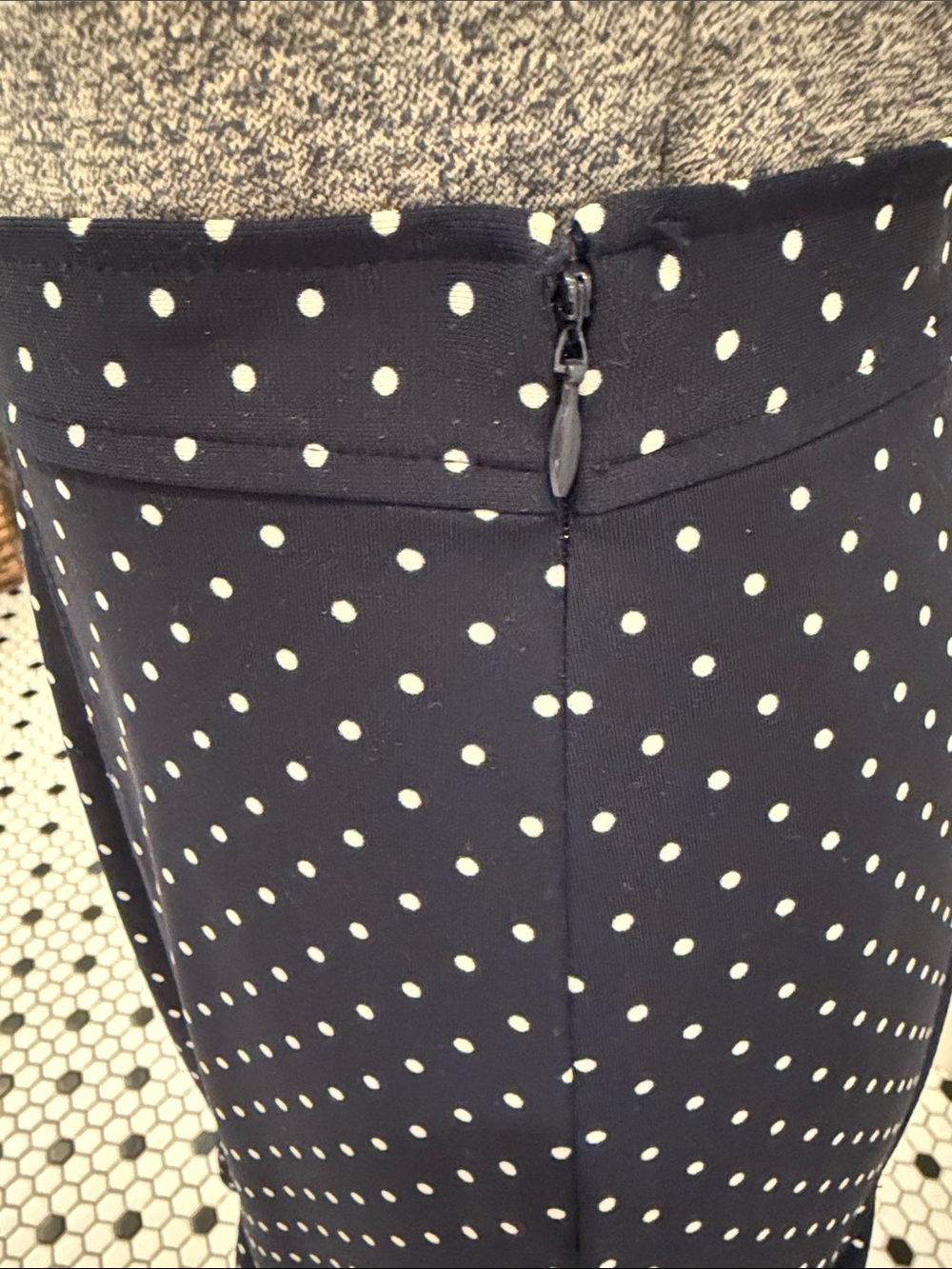 Talbots Navy and White Polka Dot Midi Skirt - Picture 3 of 3